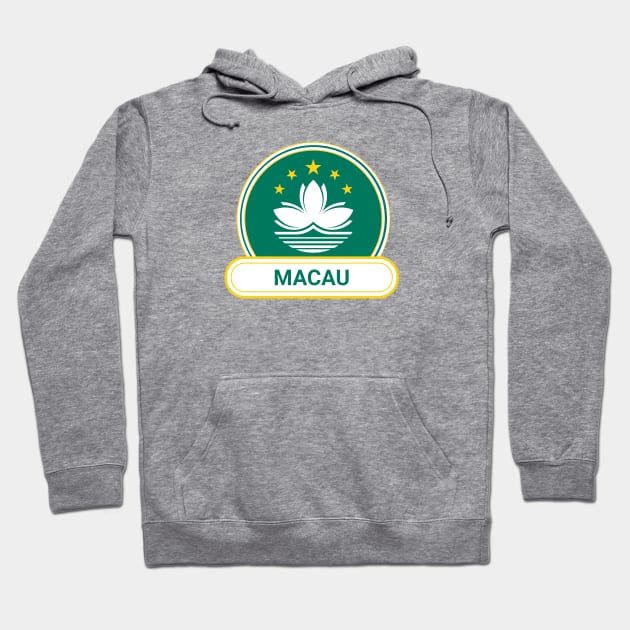 Macau Country Badge - Macau Flag Hoodie by Yesteeyear